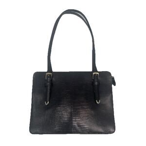 Ralph Lauren Collection Vintage Black Lizard Leather Shoulder Bag Purple Label